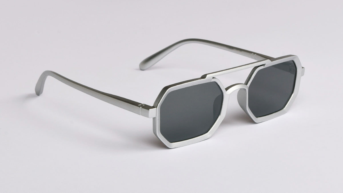 srebrne, muške, metalne, kvalitetne sunčane naočale pravokutnog okvira