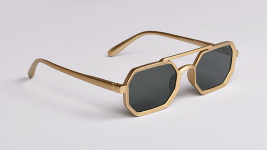 metalne, zlatne, muške, kvalitetne sunčane naočale nepravilnog oblika