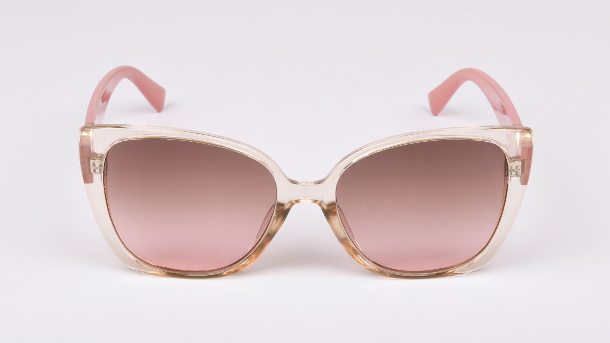 roze ženske polumačkaste sunčane naočale sa zlatnim detaljem na ručkici