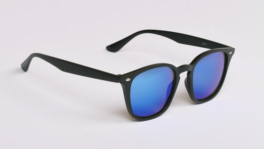 crne muške sunčane naočale okruglog oblika plave leće