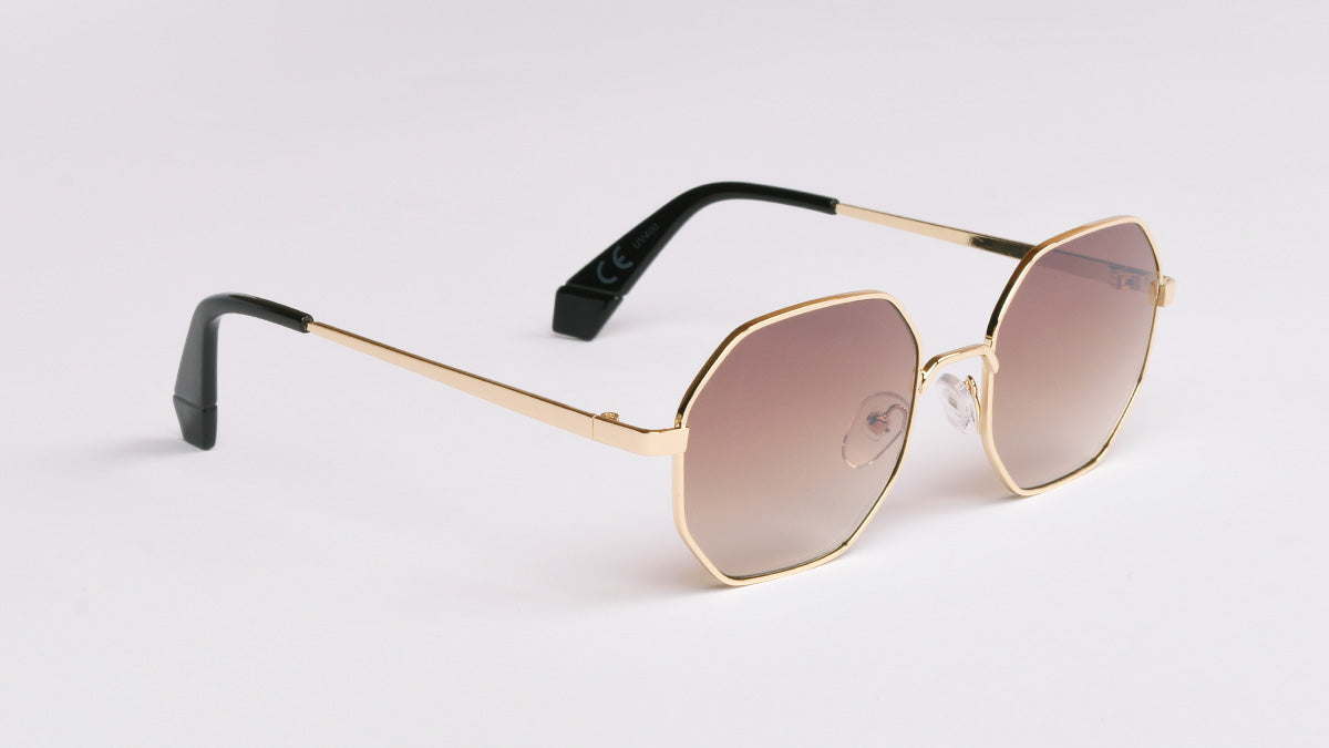 metalne okrugle višekutne sunčane naočale sa smeđom lećom